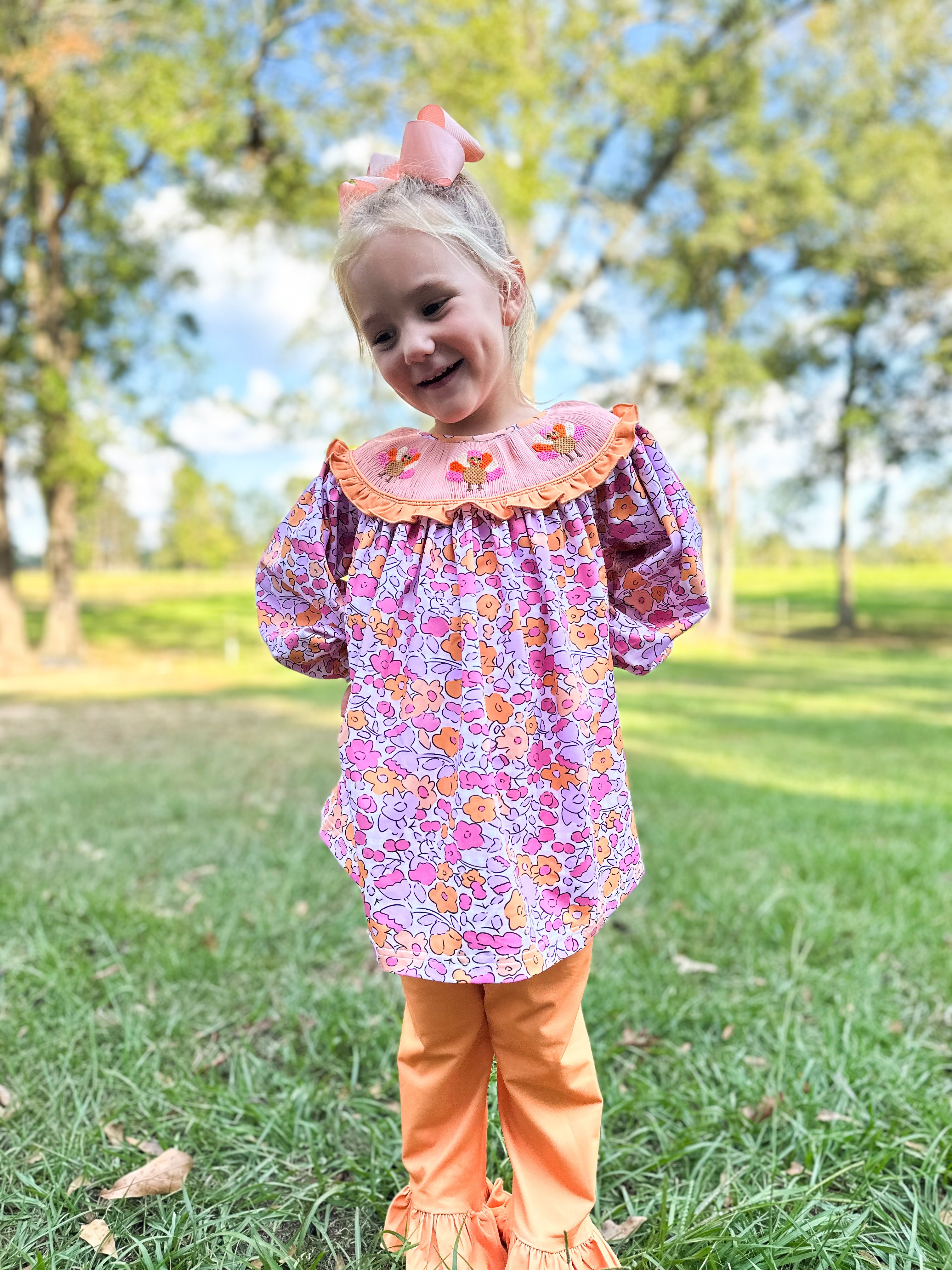 Girls Smocked Turkey Pant Set RTS
