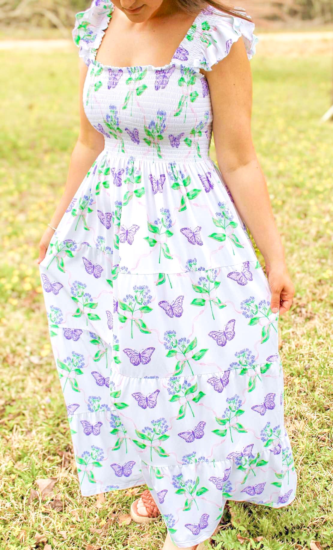 Womens Butterfly Garden Knit Maxi Dress Womens Butterfly Garden Knit Maxi Dress
