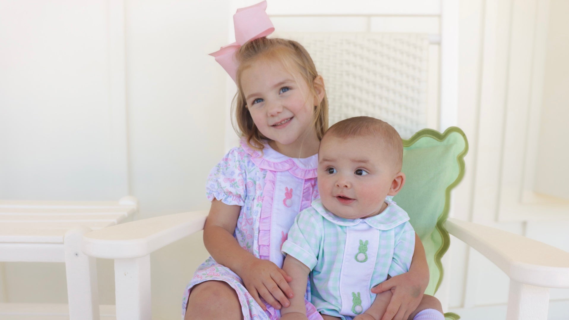 Girls Floral Bunnies Knit Dress
