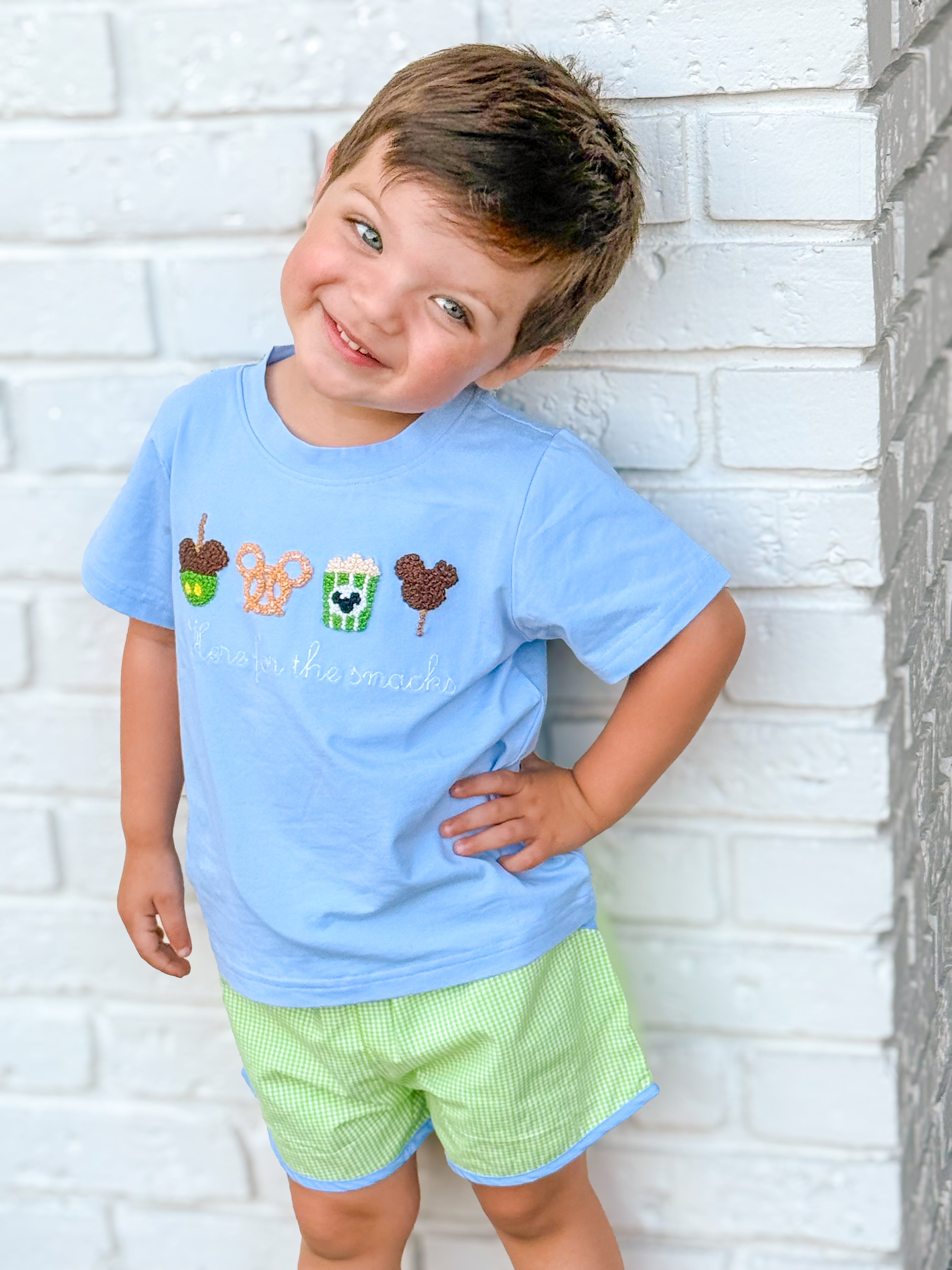 Boys French Knot Snacks Short Set RTS