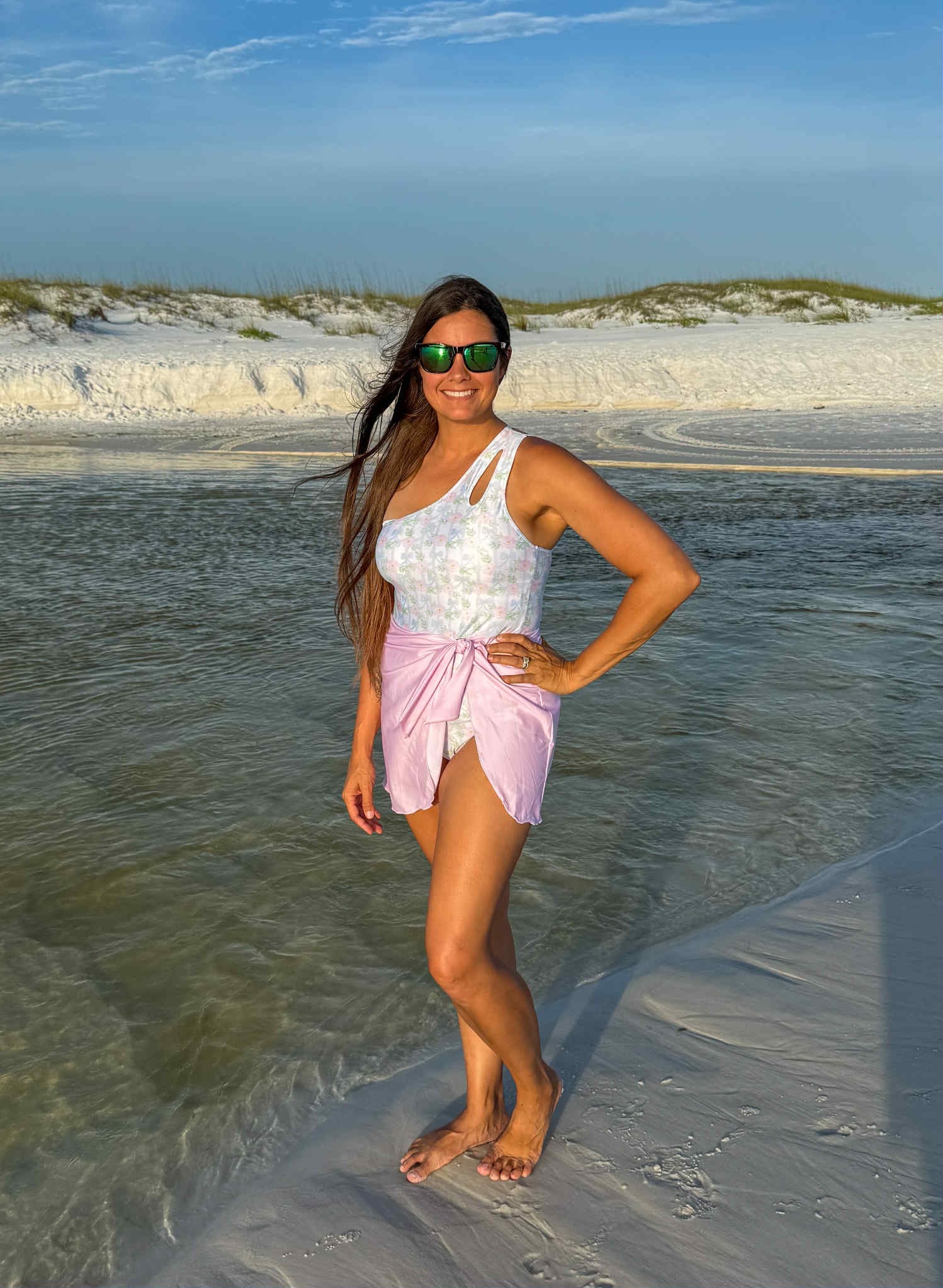 Women’s Bow Floral One Piece Swimsuit With Skirt