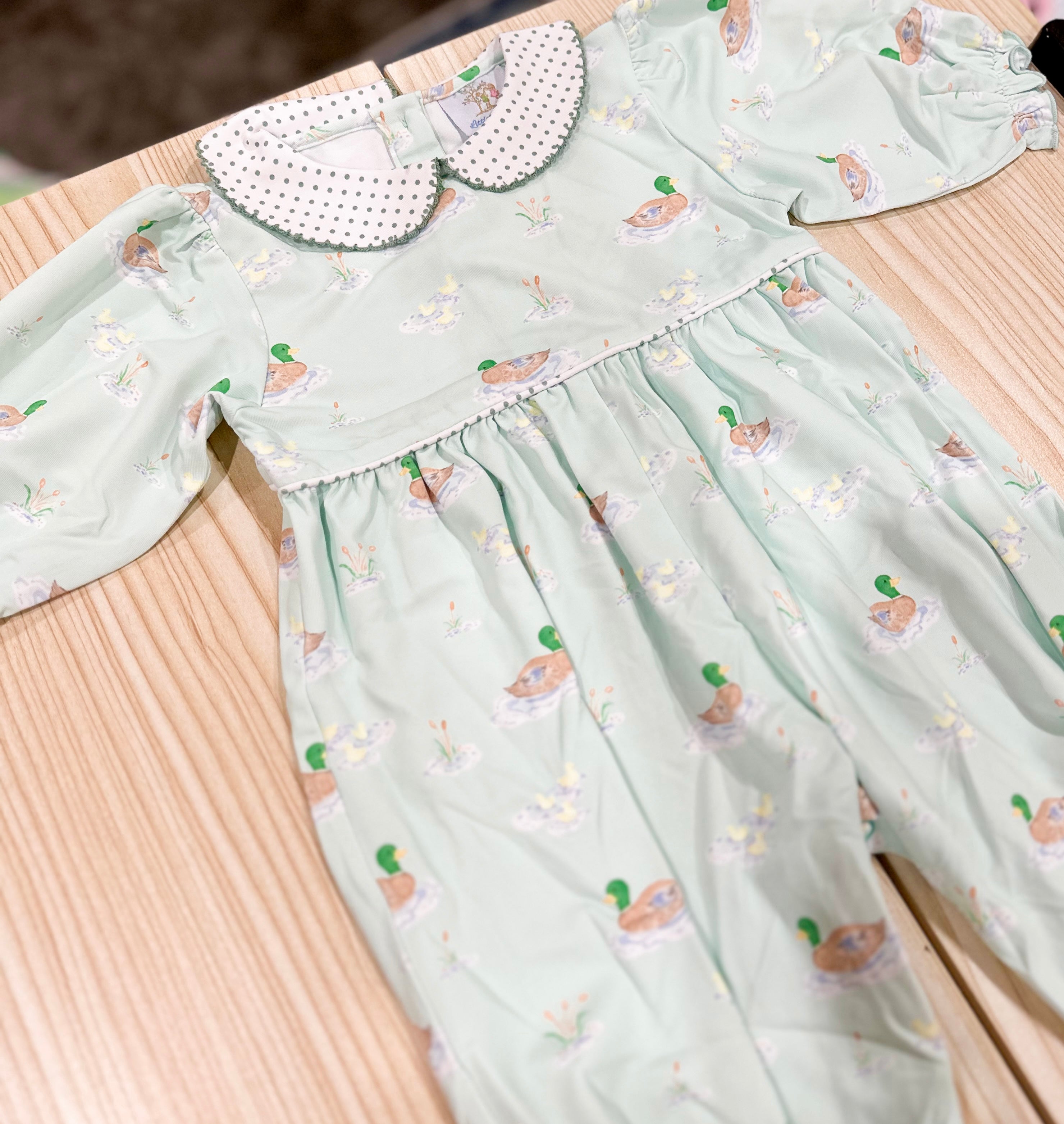 Girls Ducks On The Pond Long Romper RTS