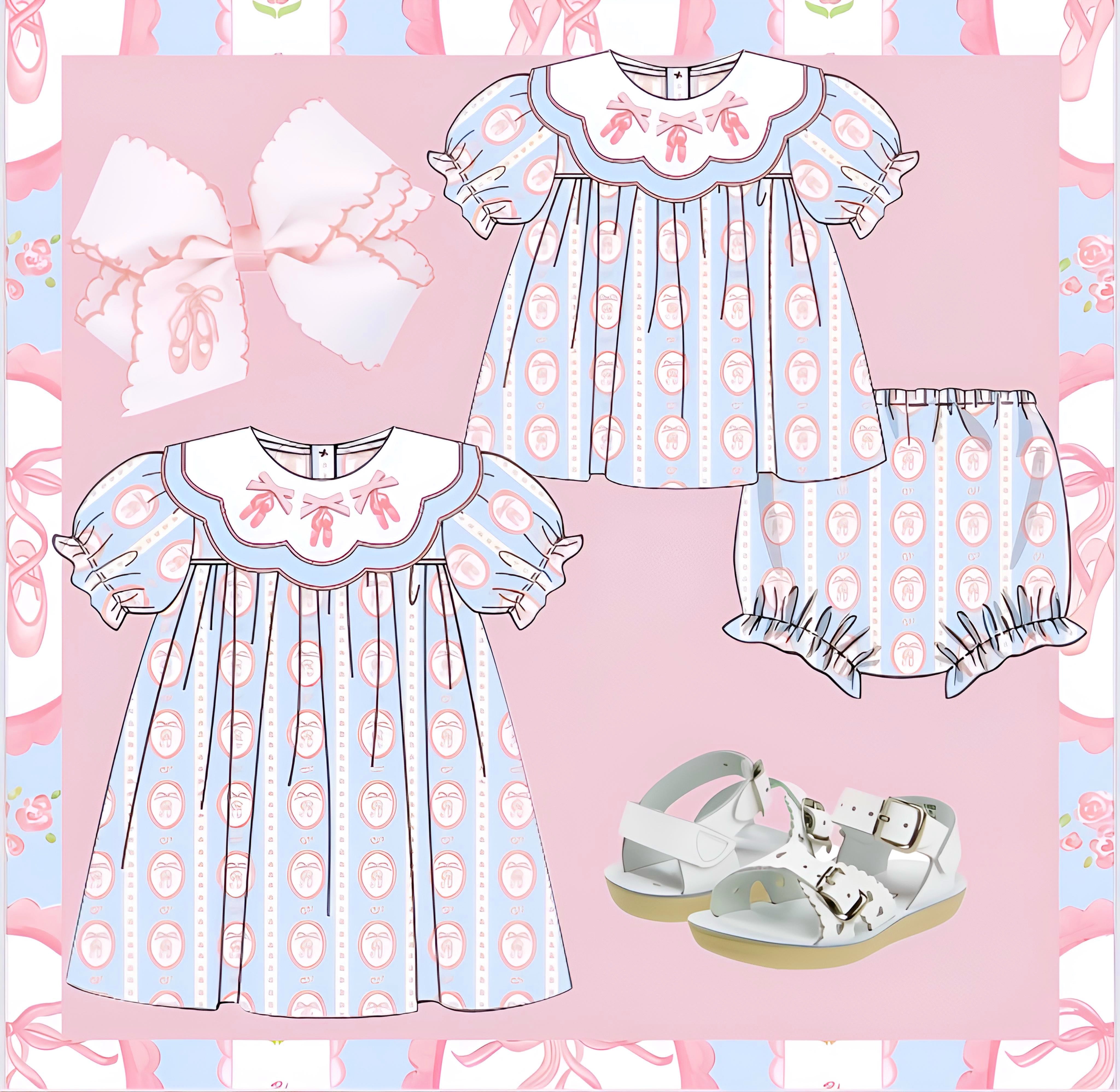 Girls Ballet Knit Bloomer Set