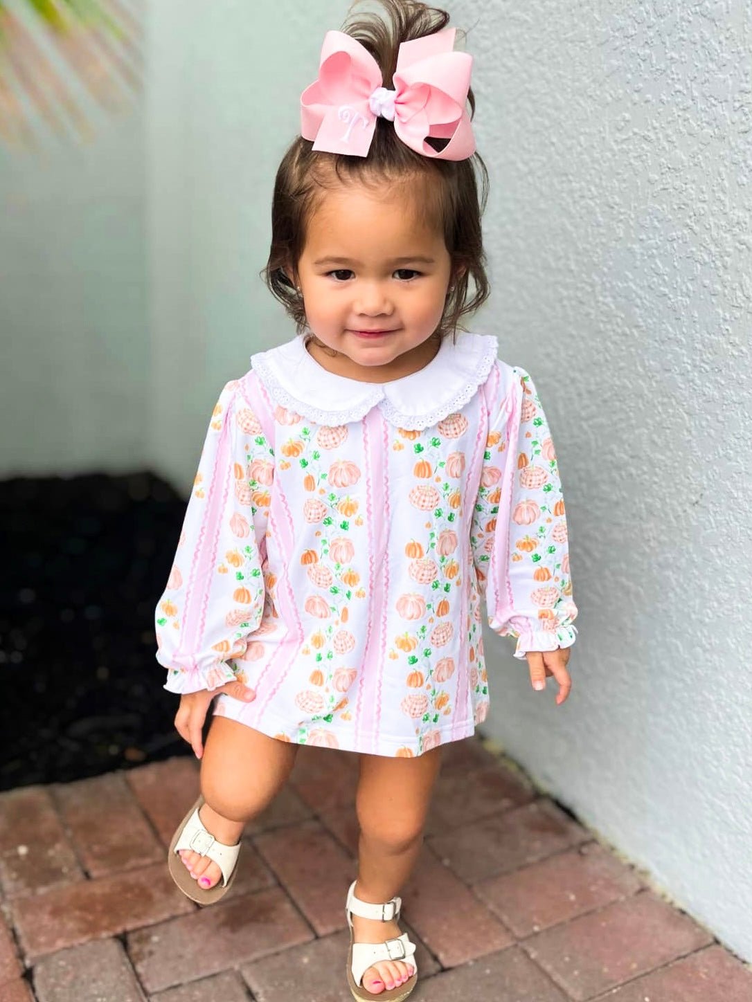 Girls Pink Scallop Pumpkins Bloomer Set (and dress) RTS