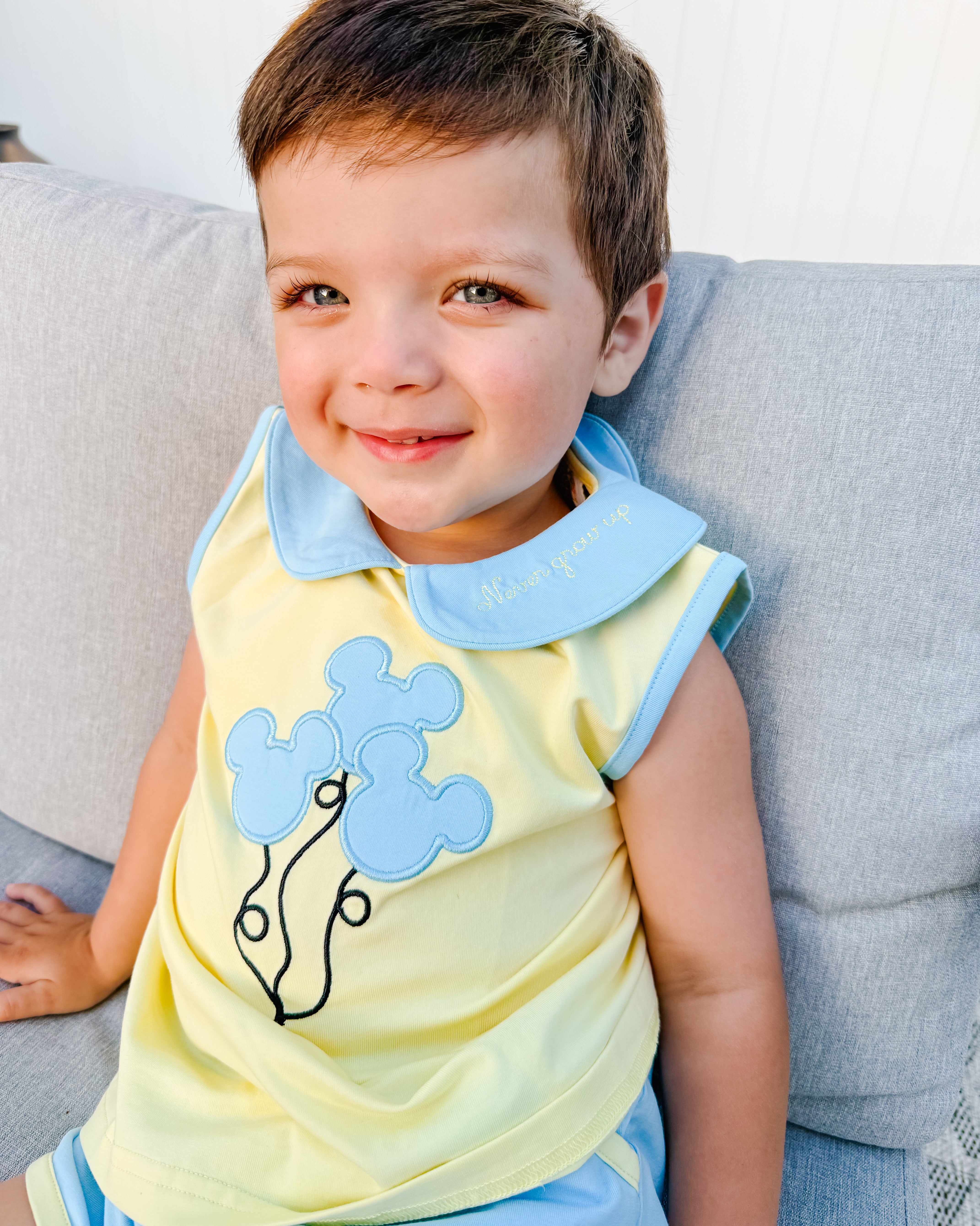 Boys Mouse Balloons Appliqué Short Set RTS