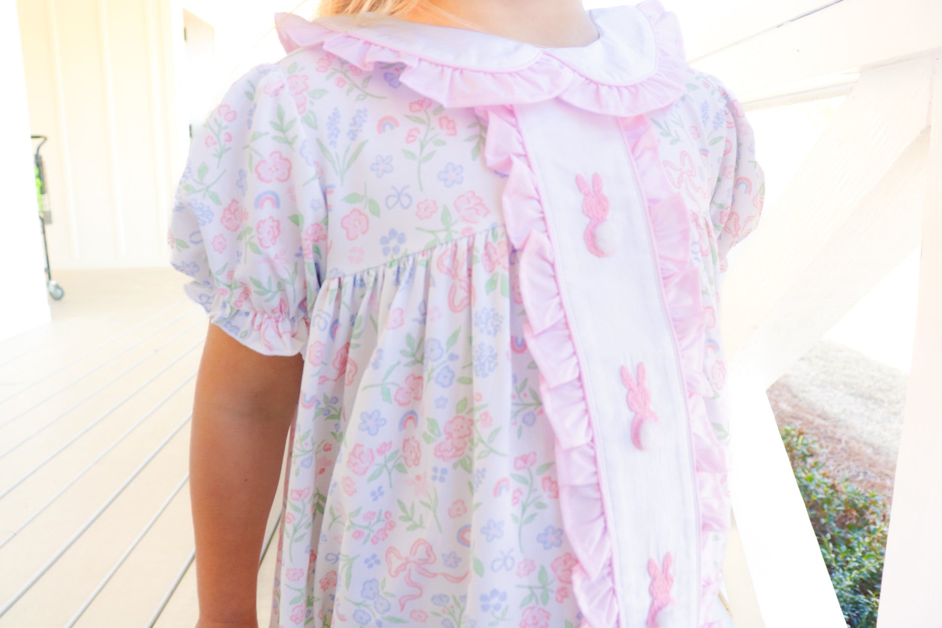 Girls Floral Bunnies Knit Dress