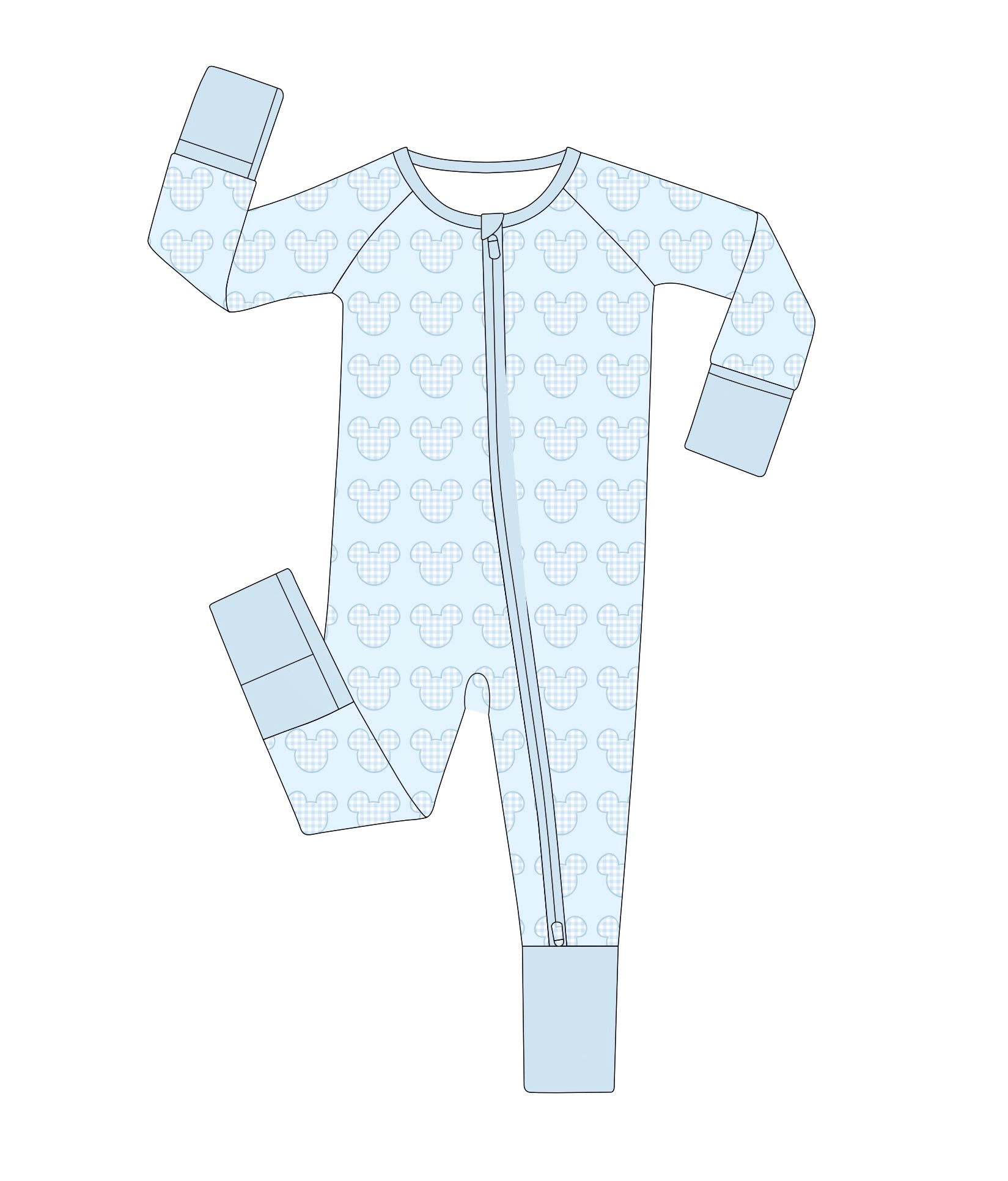 PRE ORDER Boys Gingham Mouse Bamboo Zippy Pajama