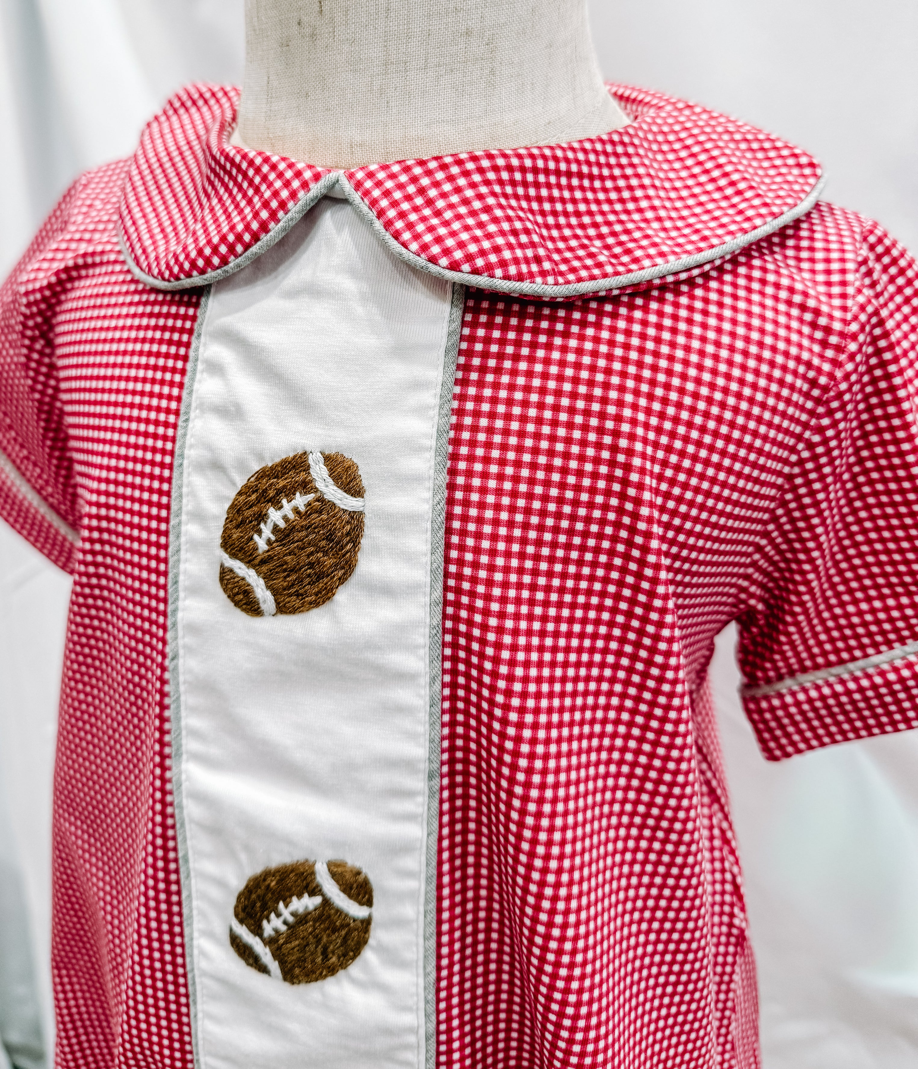 Boys Crimson & Gray Hand EmbroideredFootball Bubble