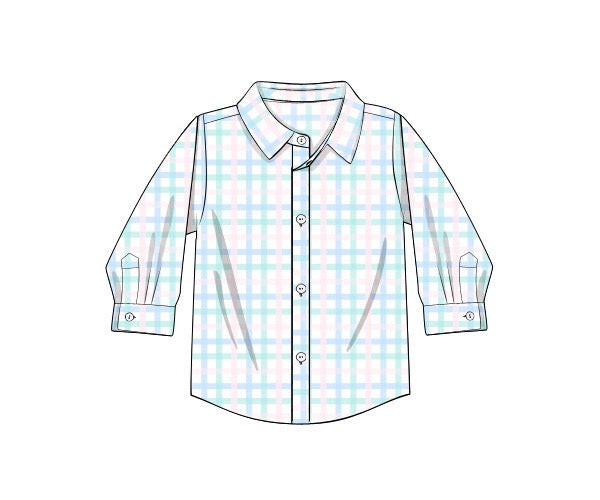 Boys Spring Plaid Button Down Shirt