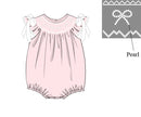 PRE ORDER Girls Pink Smocked Pearl Bows Bubble ETA: MAY