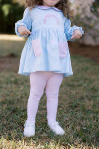 Girls Bow Embroidered Legging Set