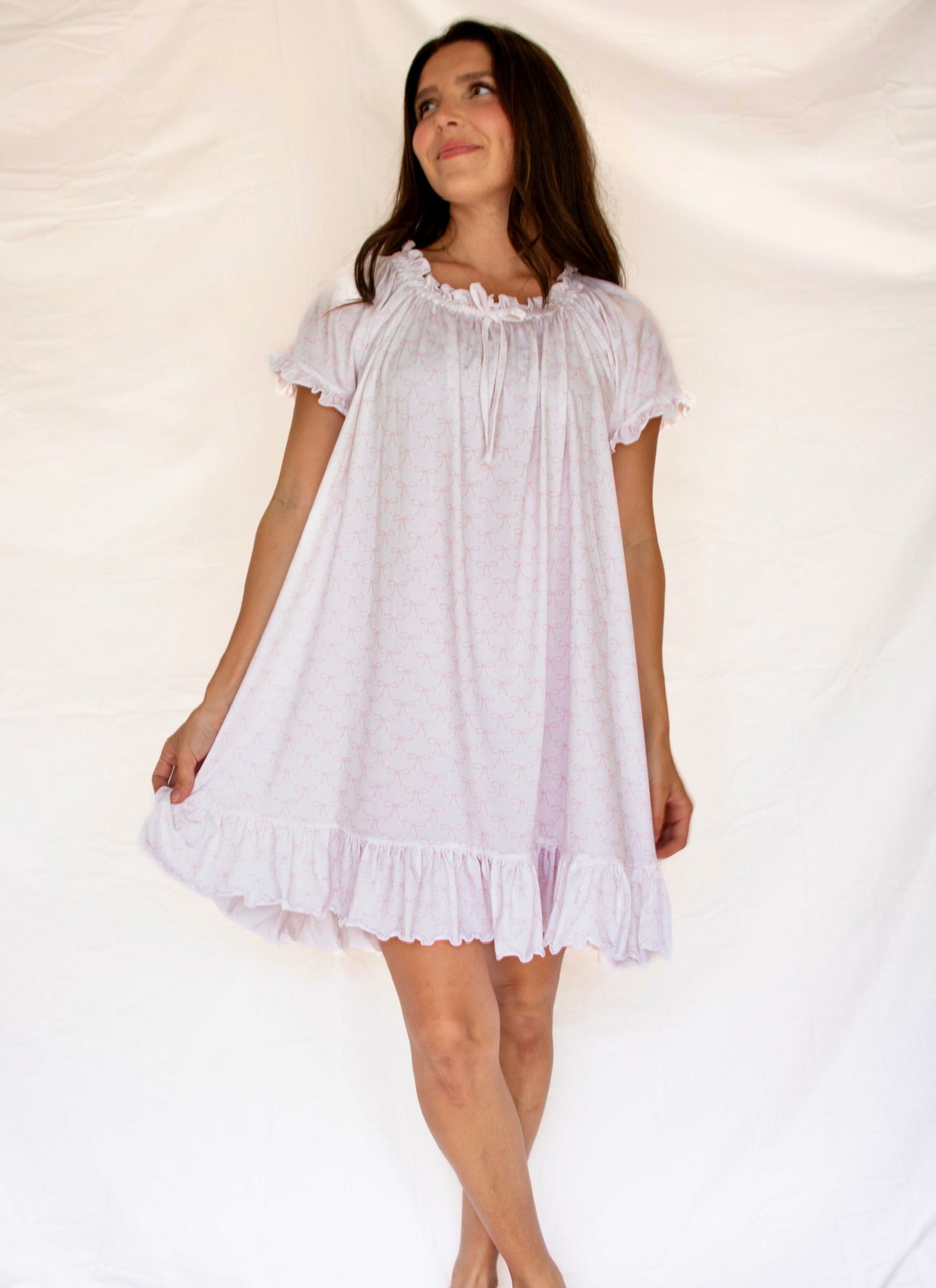 PRE ORDER Women's Pink Bows Bamboo Pajama Gown