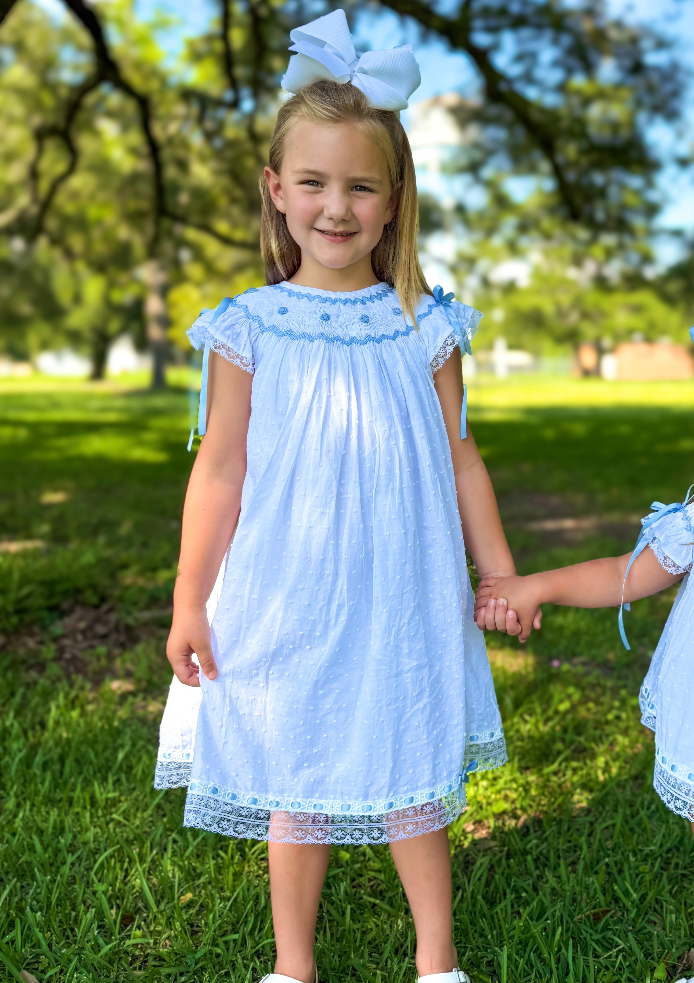 Timeless Traditions White Swiss Dot Collection BLUE Dress