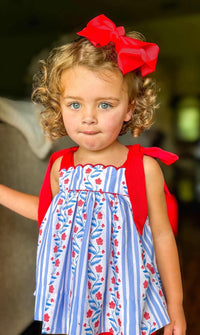 Girls Patriotic Floral Dress