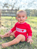 Boys Gingham French Knot Hearts, XOXO Embroidered Bubble