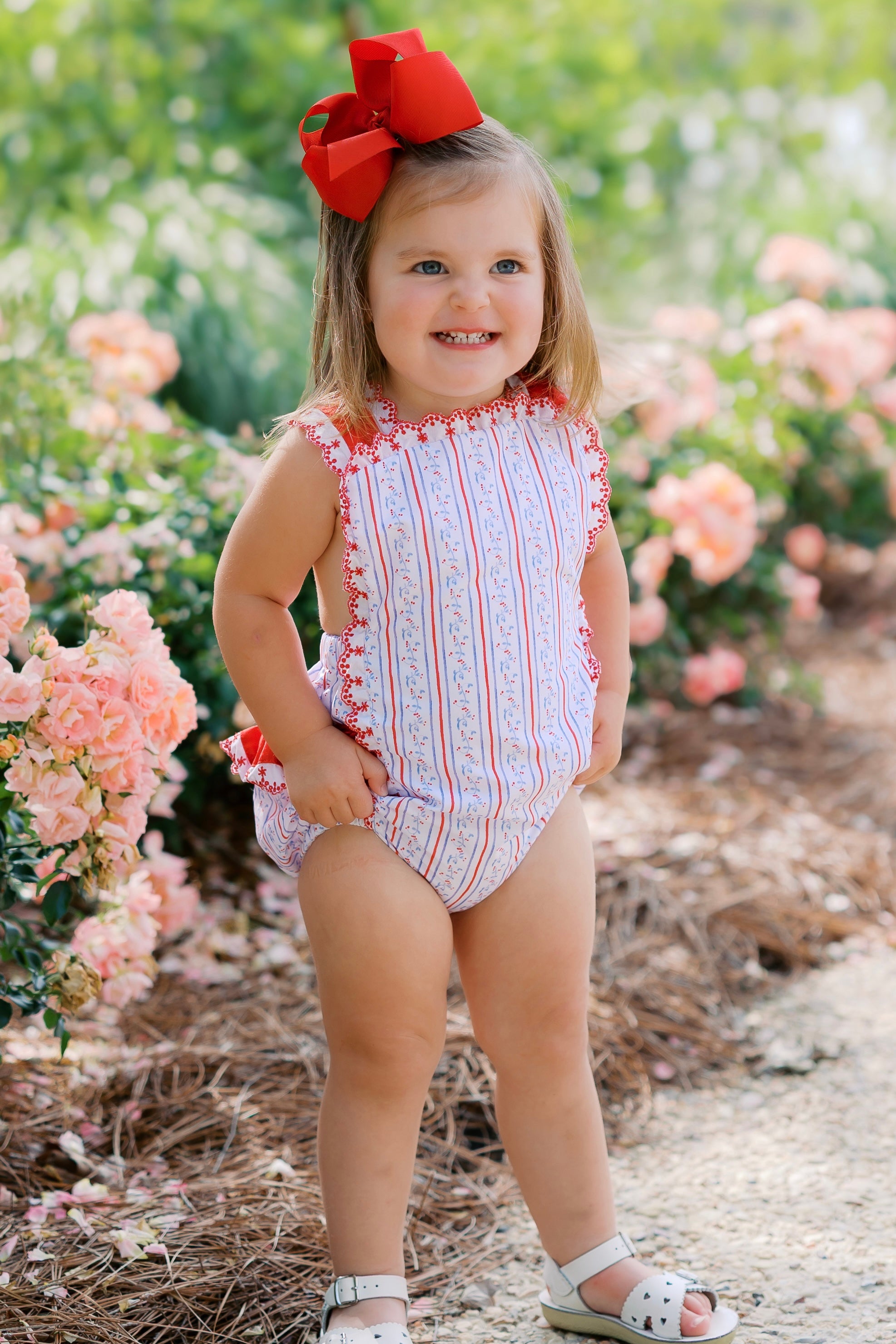 Girls Patriotic Floral Sunsuit