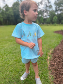 Boys French Knot Fish and Sail Boats Interchangeable Tops Short Set