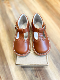 PRE ORDER Frances Cognac T-Strap Perforated Mary Jane