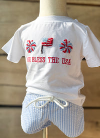 Boys French Knot God Bless the USA Short Set