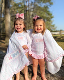 Girls Smocked “SEASIDE” Blooming Bows Terry Towel