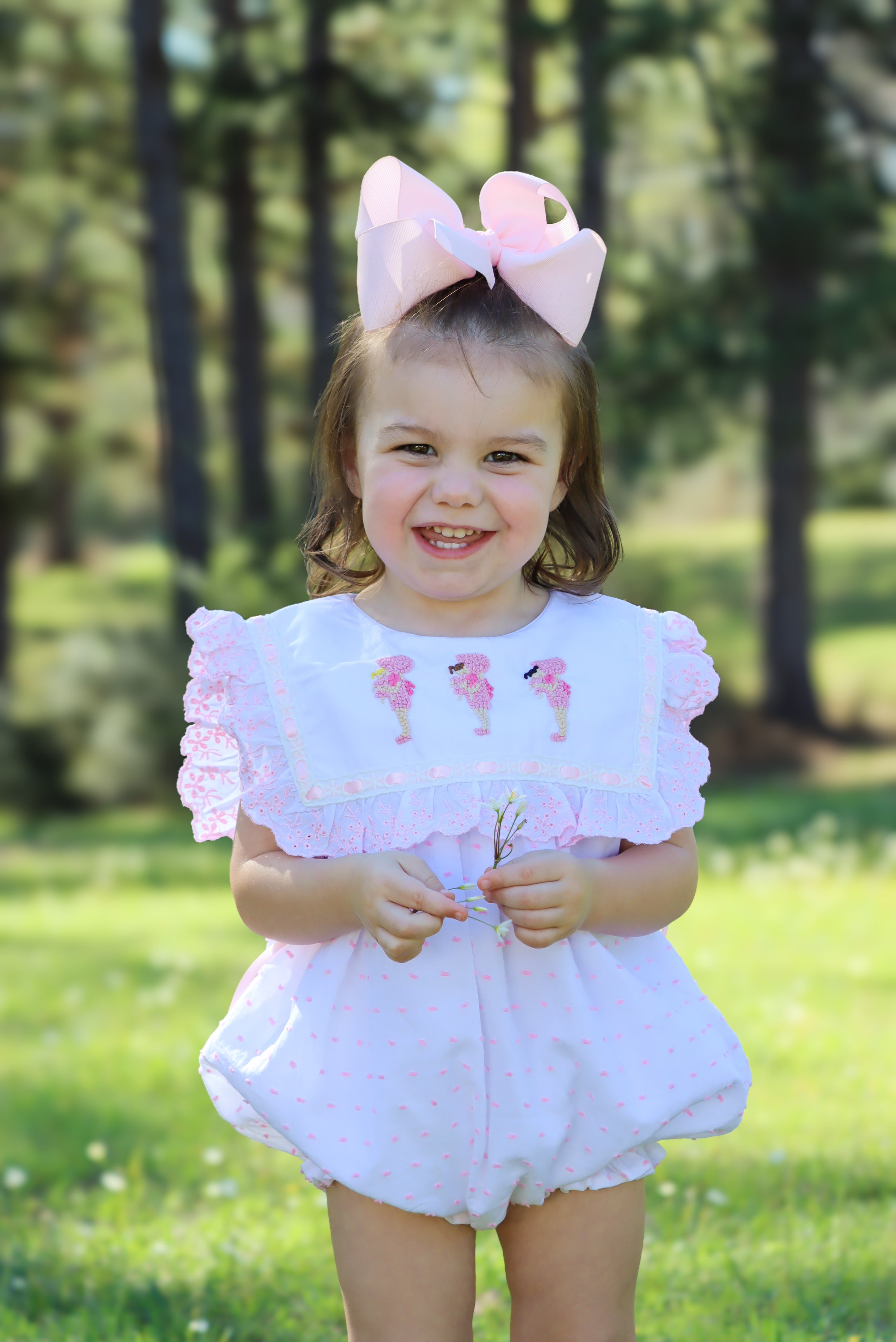 Girls French Knot Light Skin Little Miss Dolly Bloomer Set & Dress