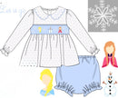 PRE ORDER Girls Smocked & Beaded Snowflake Fairytale Bloomer Set & Dress | ETA to LBS: DECEMBER