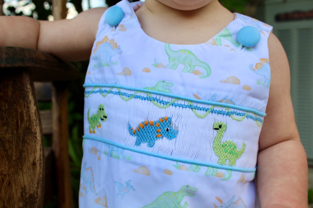 Boys Smocked Dinosaurs Bubble