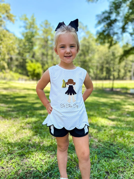 Girls Gold and Black Cheerleader Short Set (cheerleader only)