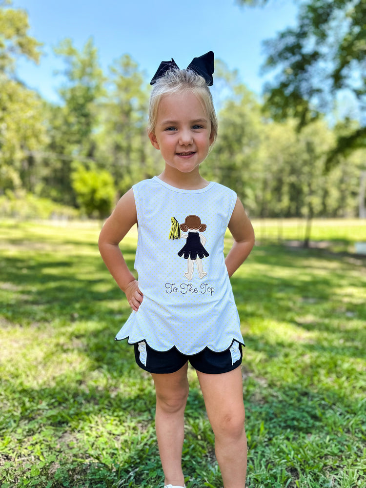 Girls Gold and Black Cheerleader Short Set (cheerleader only)