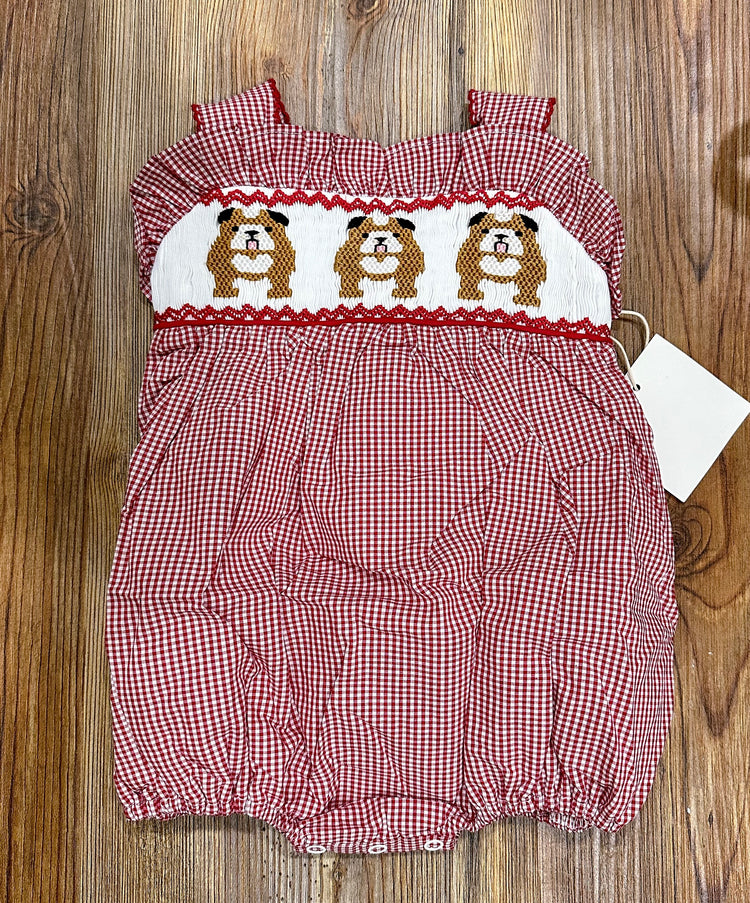 Girls Smocked Bulldogs Bubble