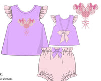 Girls French Knot Mouse Balloons Ruffle Bloomer Set