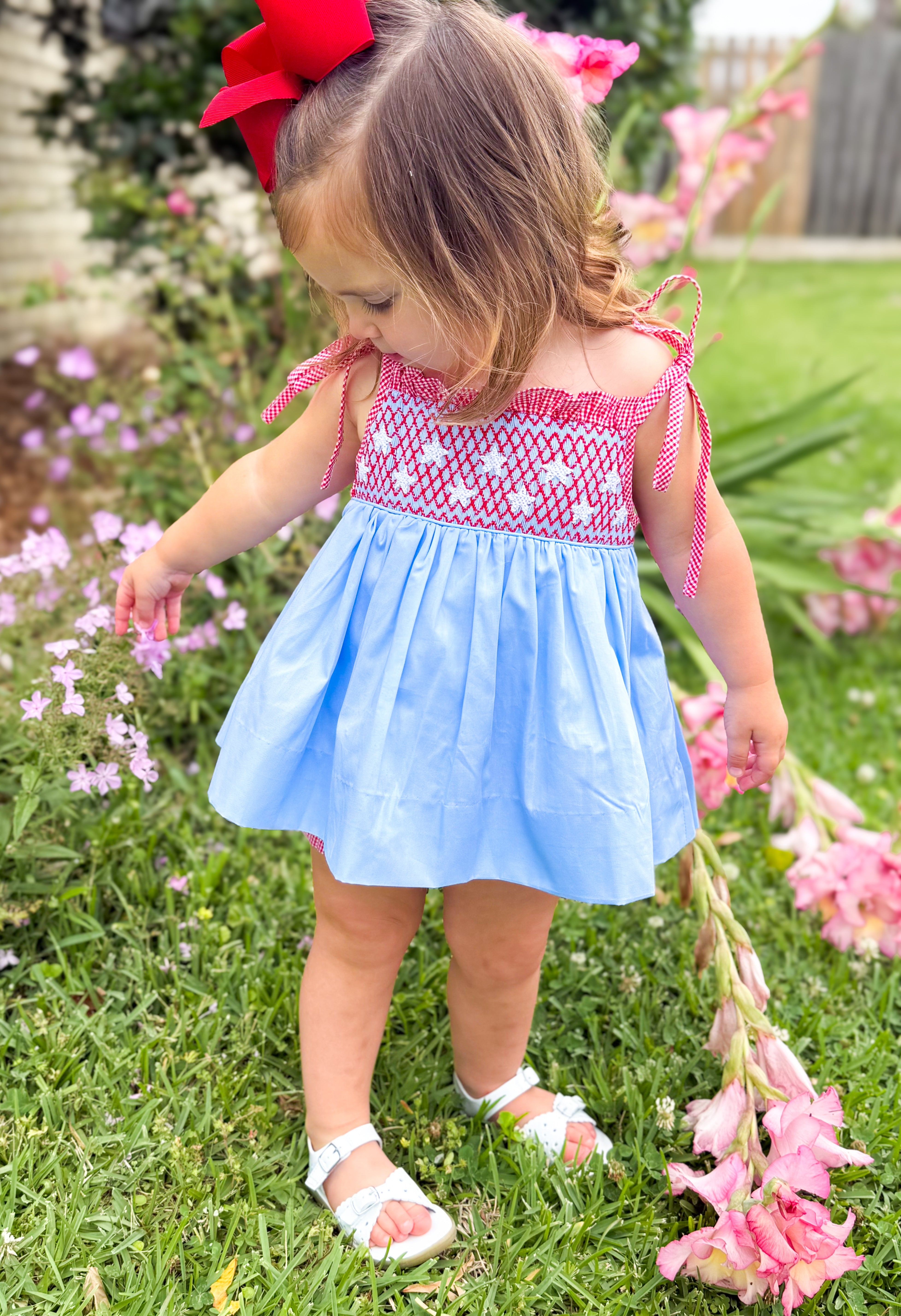 Girls Smocked Liberty Lane Bloomer Set & Dress