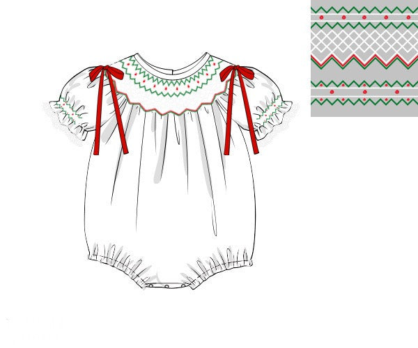 Girls Christmas Heirloom Smocked Bubble