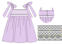 PRE ORDER Girls Purple Swiss Dot Heirloom Smocked Dress | ETA to LBS: LATE March