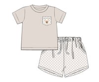 Boys Embroidered Hunting Deer Short Set