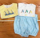 Boys French Knot Fish and Sailboats Interchangeable Bibs Bubble