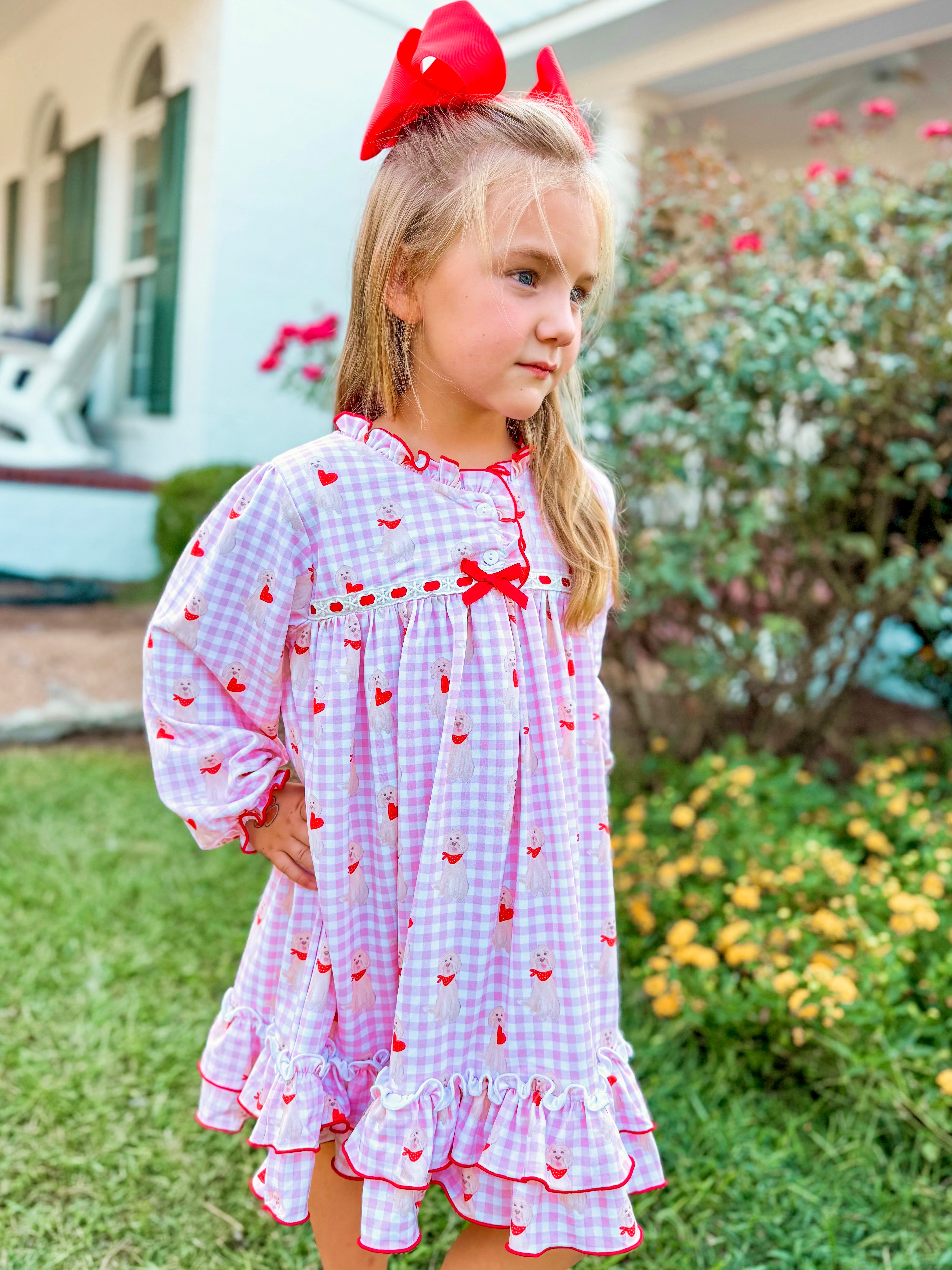 Girls Puppy Hearts Knit Lounge Gown