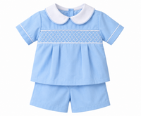 PRE ORDER Boys Smocked Timeless Treasures Heirloom Short Set | ETA to LBS: FEBRUARY