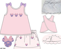 Girls French Knot Mouse Skort Set