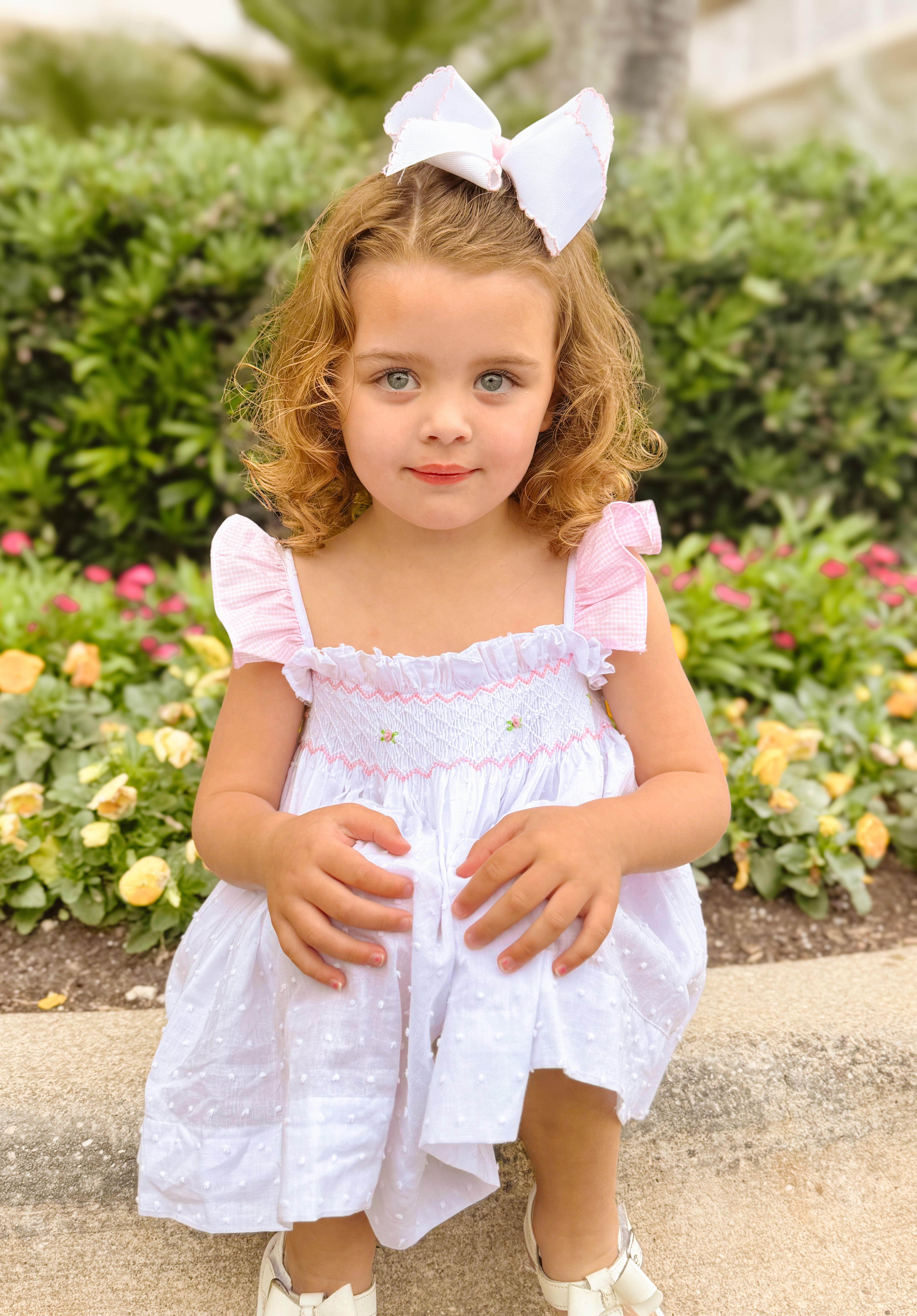 Girls White Swiss Dot Bloomer Set