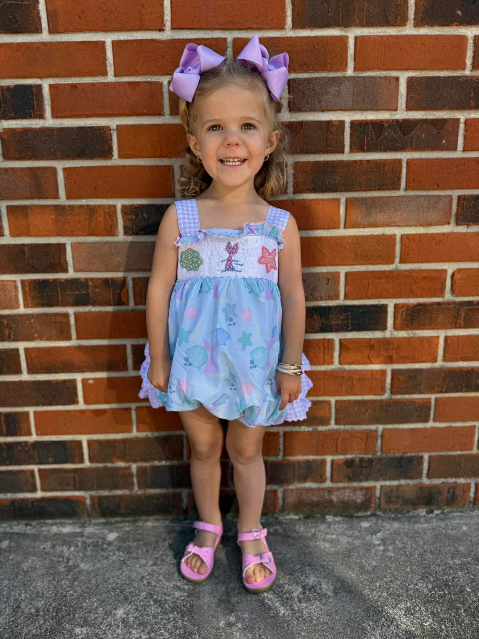 Girls Let’s Play Mermaids Smocked Bubble