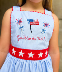 Girls French Knot God Bless the USA Bubble Bloomer Set