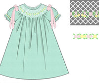 PRE ORDER Girls Smocked Mint Heirloom Garden Bloomer Set & Dress | ETA to LBS: FEBRUARY