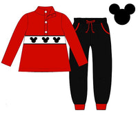Boys Mouse Smocked Pullover Jogger Set