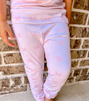 Girls Gingham Mouse Knit Pajama Pant Set