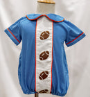 Boys Royal Blue & Orange Hand Embroidered Football Bubble