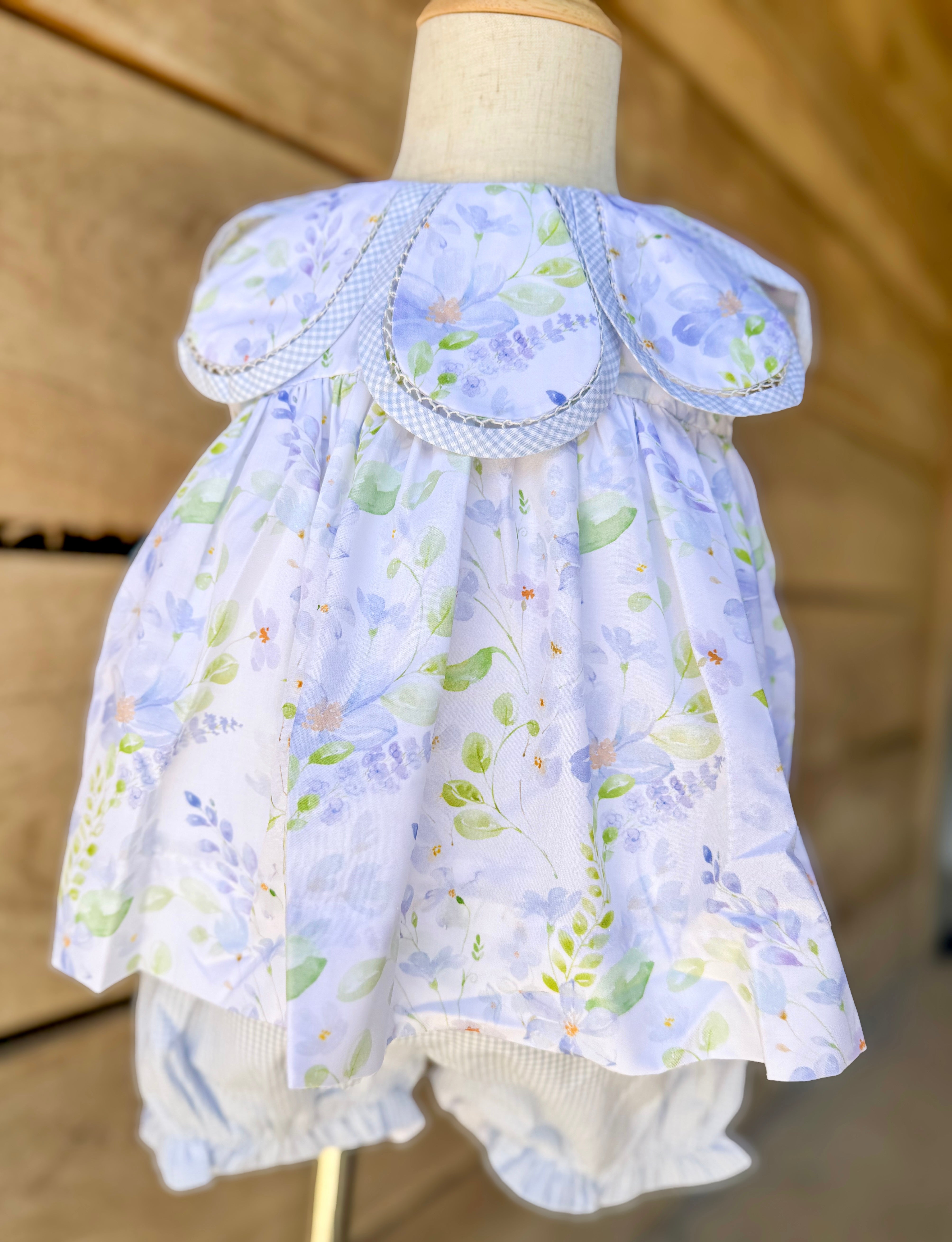 Girls Blue Meadow Petal Bloomer Set & Dress
