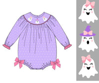 Girls Friendly Ghosts Smocked Bubble