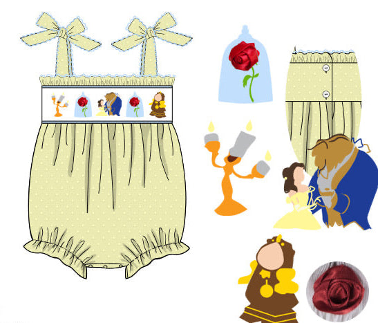 Girls Smocked Tale as Old as Time Bubble