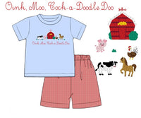 PRE ORDER Boys French Knot Oink, Moo, Cock-a-Doodle Do Short Set | ETA to LBS: APRIL